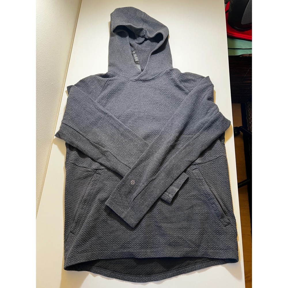 Lulumelon Mens At Ease Hoodie M Gray Knit Pullover Running Sweatshirt